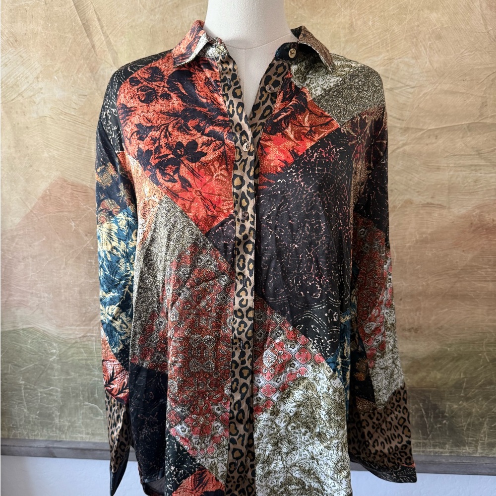 Johnny Was Multicolor Patchwork Women's Shirt